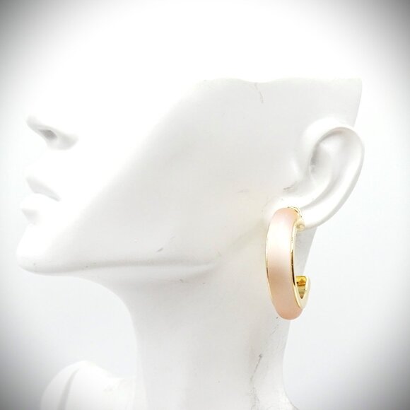 NORDSTROM RACK Gold Plated Blush Color Resin Hoop Earrings - Picture 7 of 8